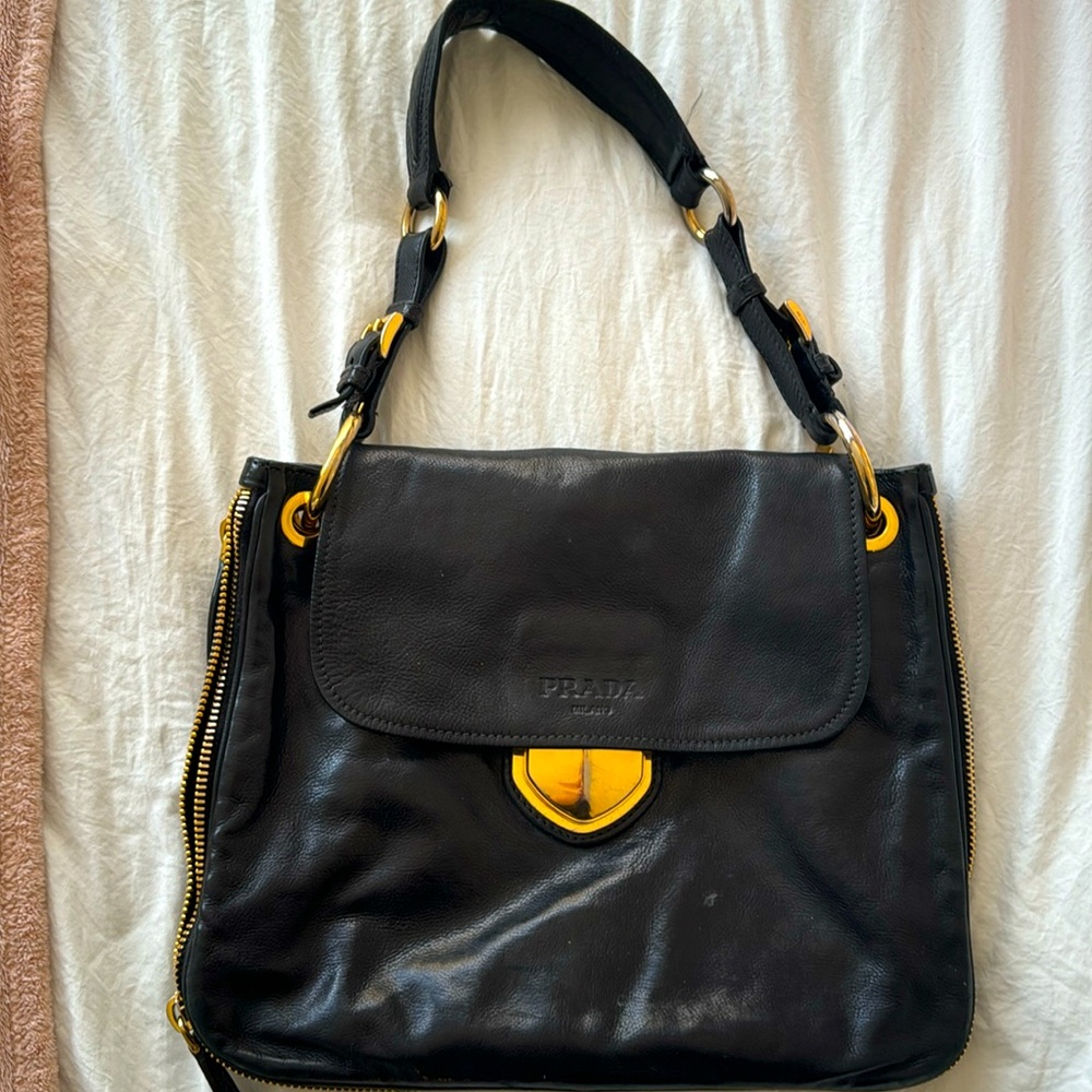 Prada leather shoulder bag, medium